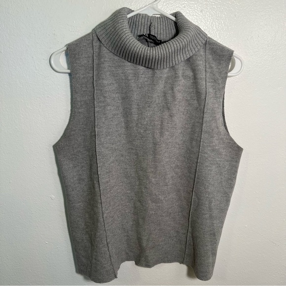 Zara Sleeveless Turtleneck Sweater Top Gray L - Picture 2 of 12